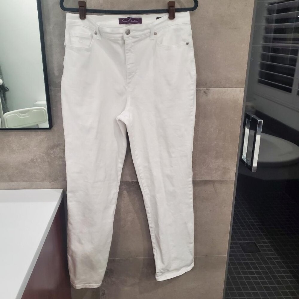 Gloria Vanderbilt Amanda White 5 Pocket Straight Leg High Rise Stretch Jeans 12